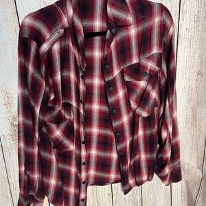 Sanctuary Boyfriend Shirt, Plaid, Sz L